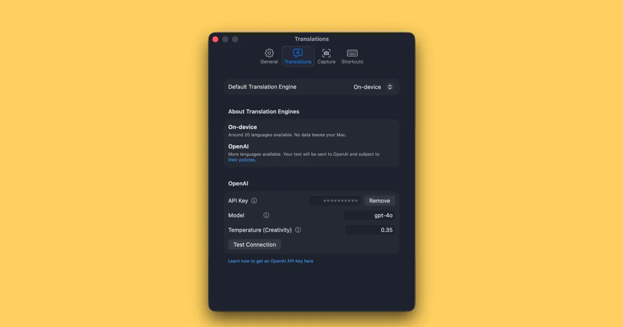 Added OpenAI support (bring-your-own API key)